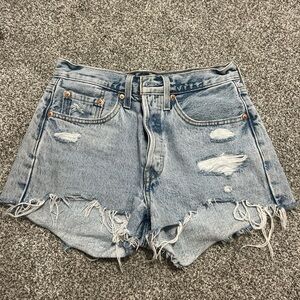 Distressed Denim Levi Women Shorts